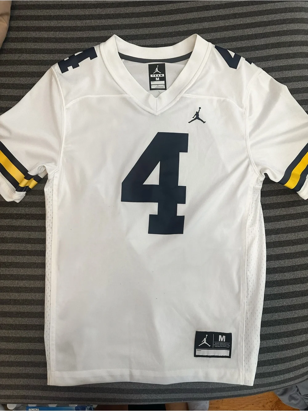 University of Michigan Wolverines Nike Jordan Jumpman White # 4 Football Jersey